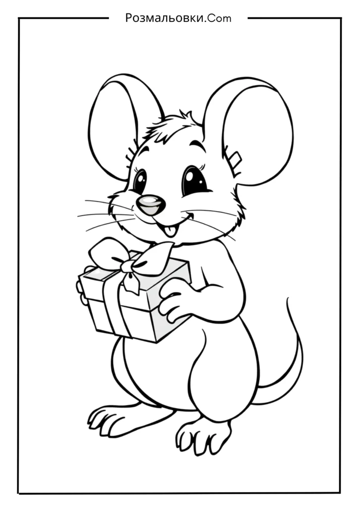 Розмальовка Том і Джеррі: 16 найкращих ідей для веселого малювання 14 Джеррі з подарунком