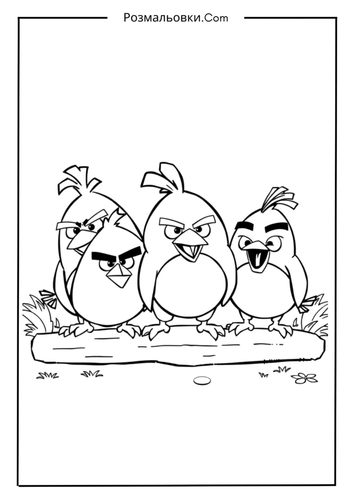 Розмальовки Злі пташки – 12 найкращих ідей для дітей 10 Команда Злі пташки разом
