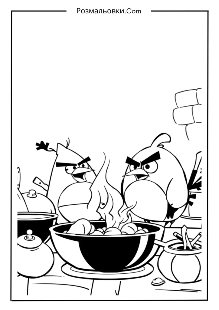 Розмальовки Злі пташки – 12 найкращих ідей для дітей 12 Кулінарна сцена Злі пташки
