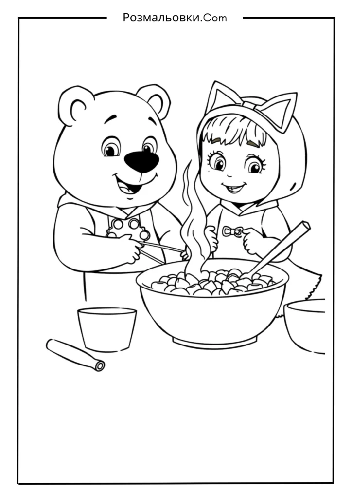 Маша і ведмідь розмальовка: 16 найкращих ідей для дітей 6 Маша готує