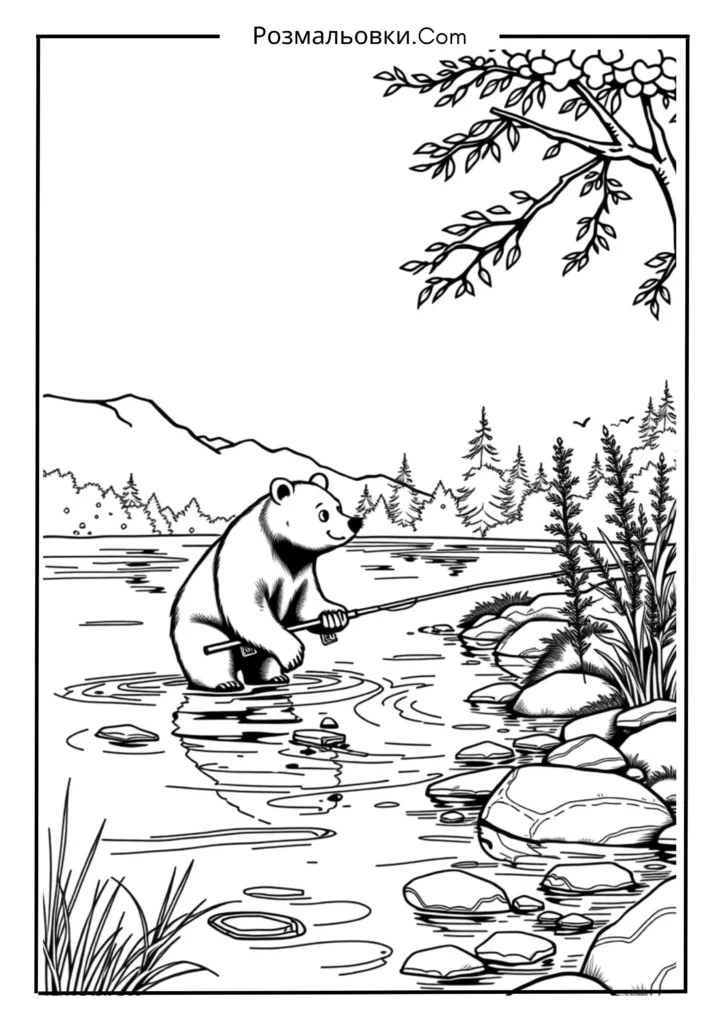 Маша і ведмідь розмальовка: 16 найкращих ідей для дітей 8 Маша та ведмідь на риболовлі