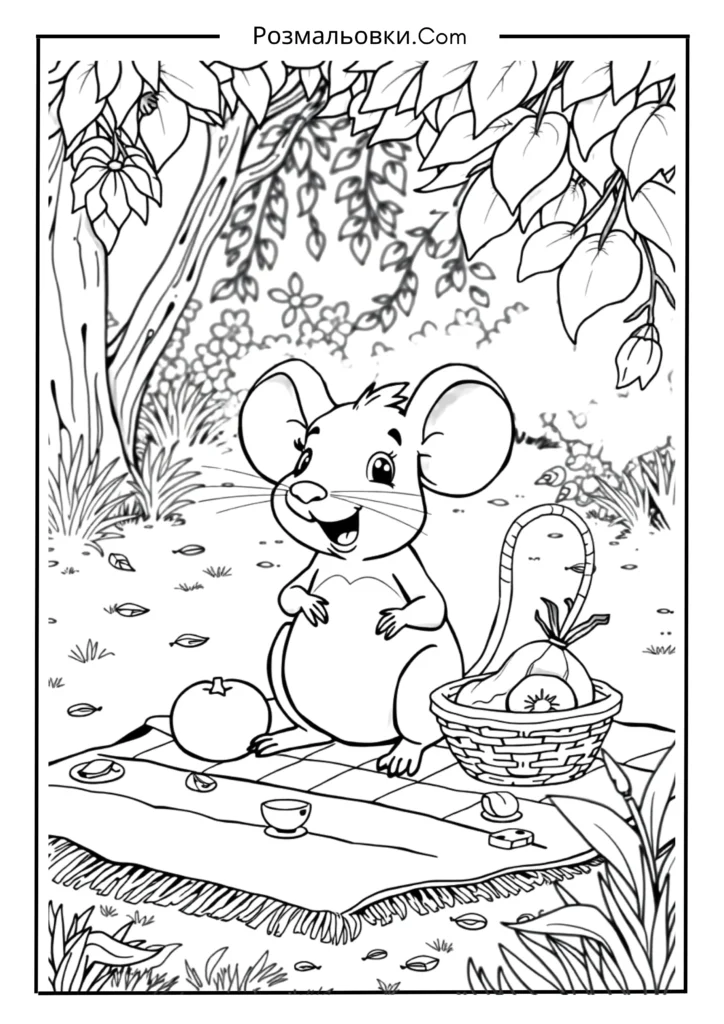 Розмальовка рататуй – 8 найкращих ідей для маленьких художників 5 Миша Рататуй на пікніку