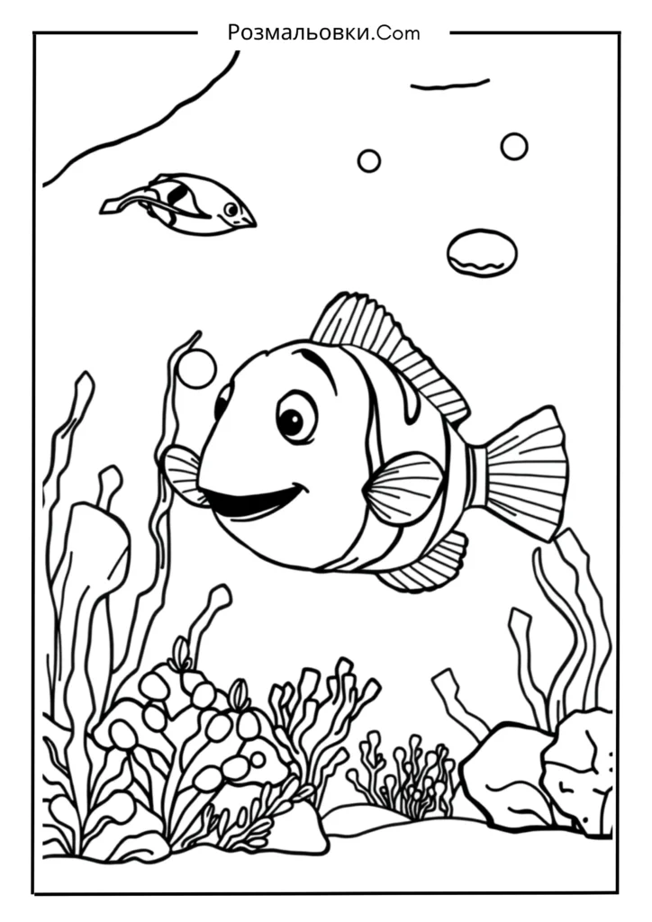 Розмальовка рибка Немо: 18 найкращих ідей для дітей 8 Немо в акваріумі