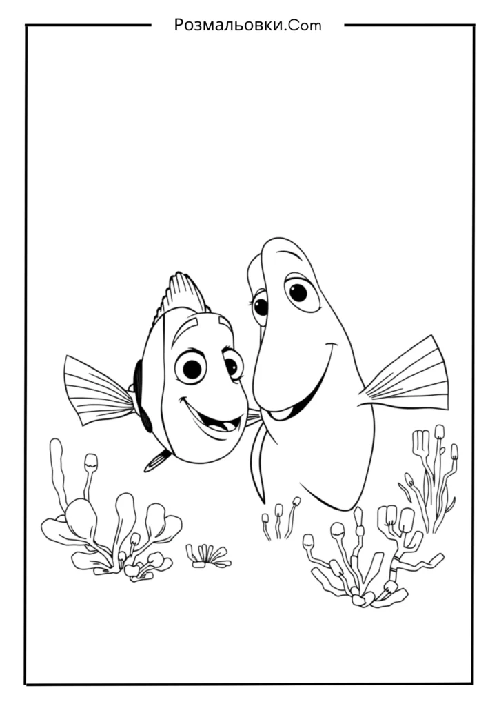 Розмальовка рибка Немо: 18 найкращих ідей для дітей 2 Немо з татом Марліном
