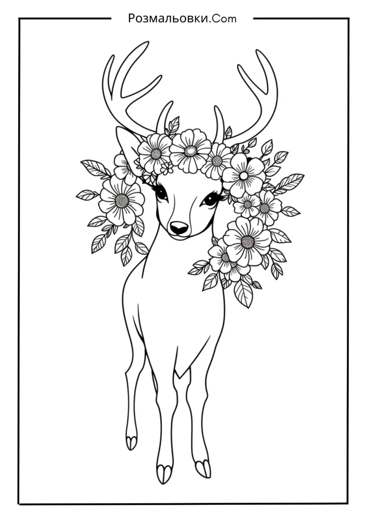Олень із квітковим вінком