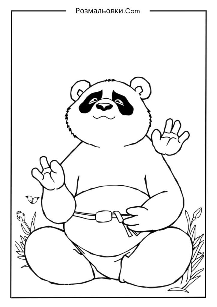 Розмальовки Панда Кунг Фу – 18 найкращих ідей для дітей 9 По медитує