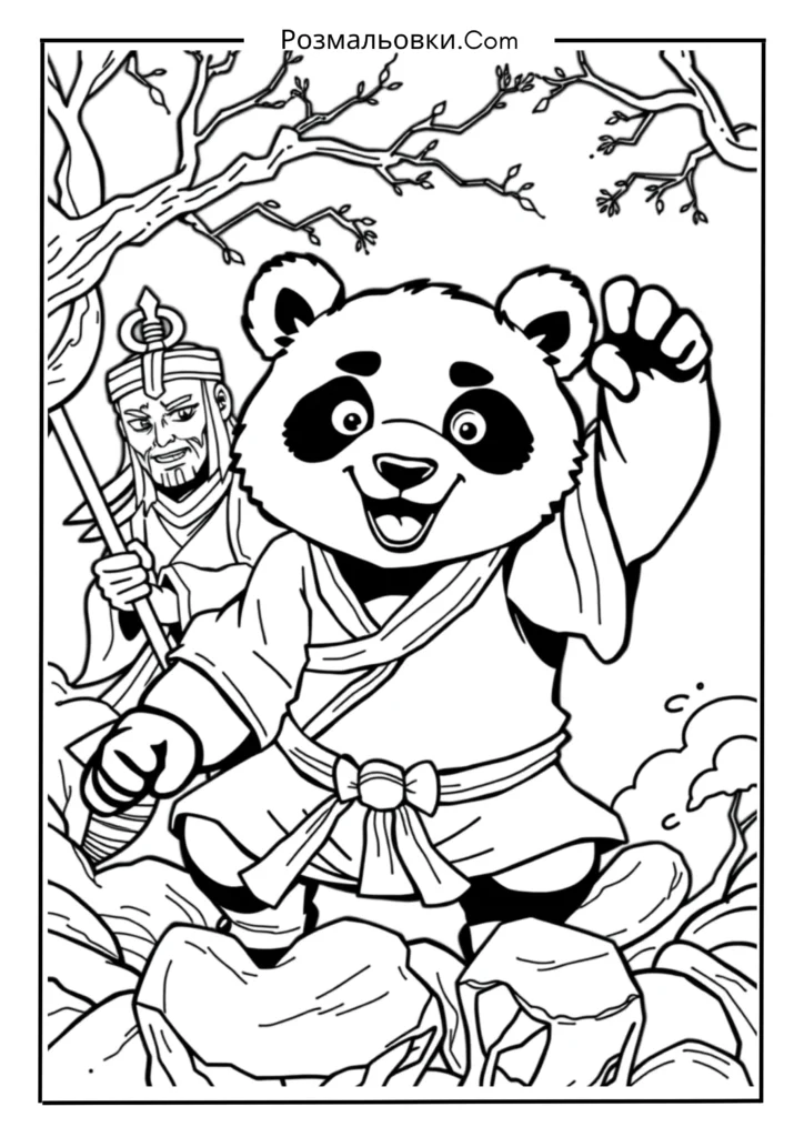 Розмальовки Панда Кунг Фу – 18 найкращих ідей для дітей 4 По та П’ятірка Нескорених