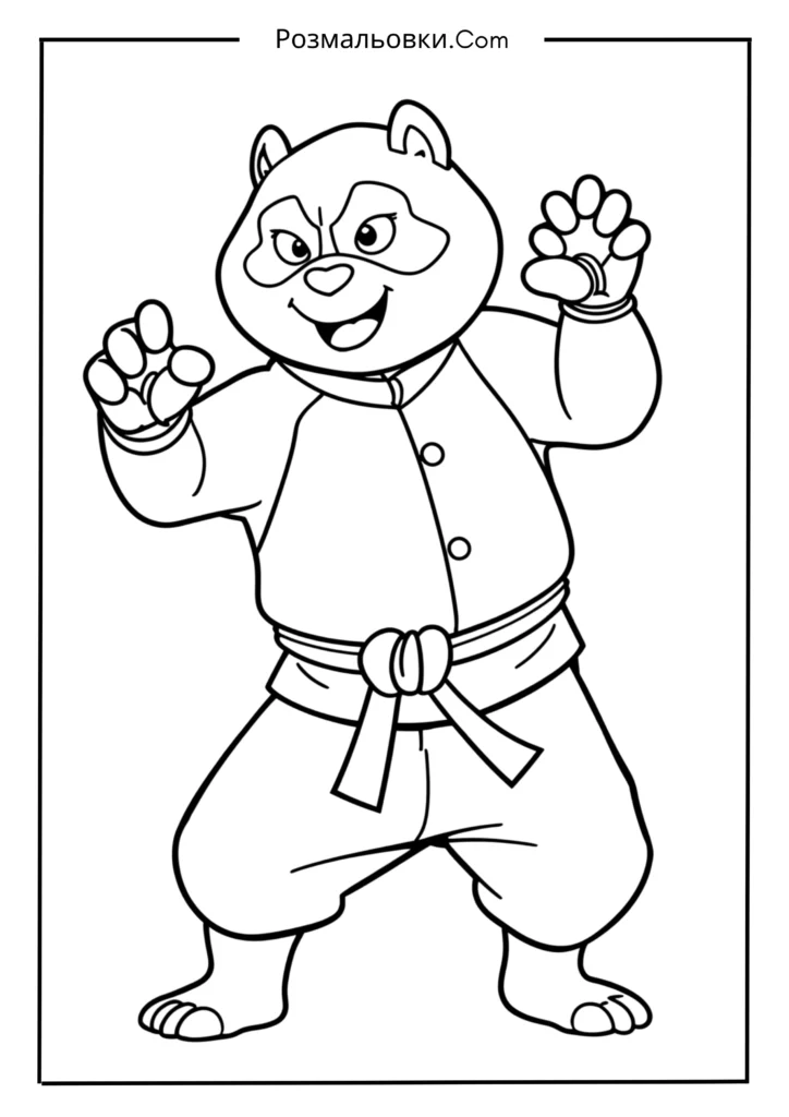 Розмальовки Панда Кунг Фу – 18 найкращих ідей для дітей 2 По в бойовій стійці