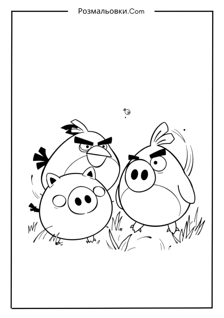 Розмальовки Злі пташки – 12 найкращих ідей для дітей 9 Пташки проти свинок