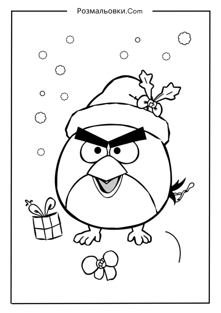 Розмальовки Злі пташки – 12 найкращих ідей для дітей 11 Святкова версія пташок