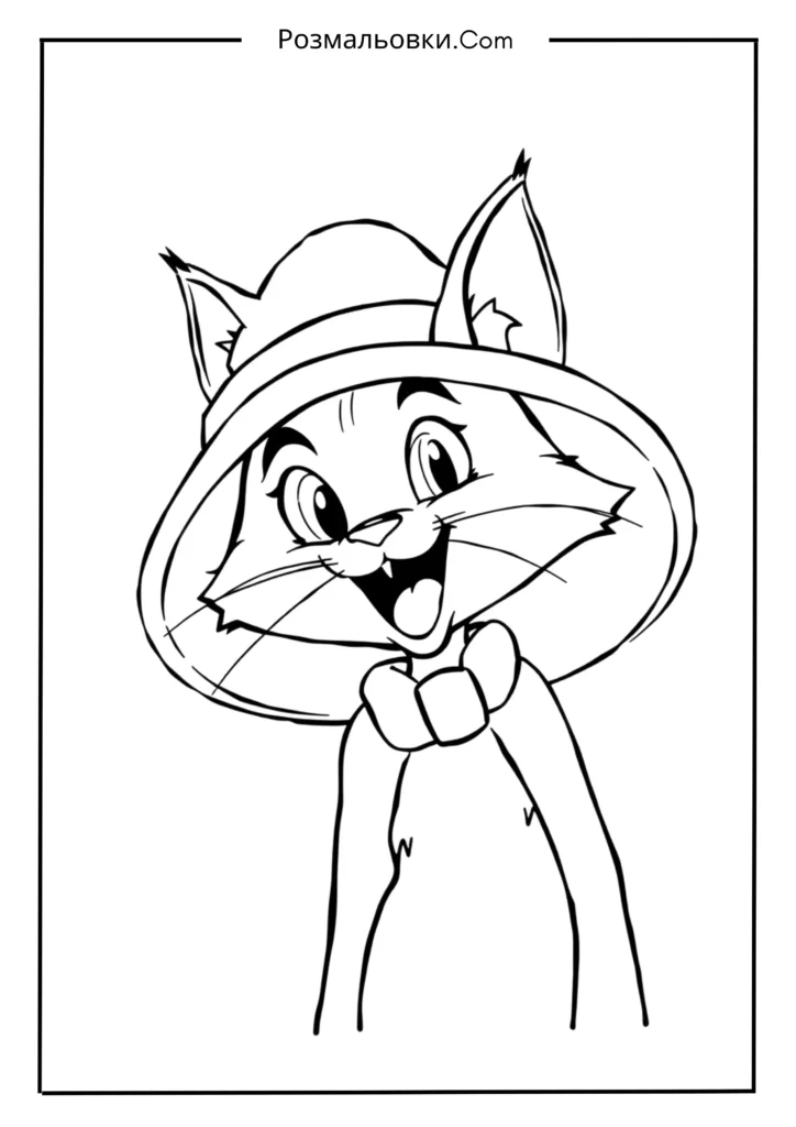 Розмальовка Том і Джеррі: 16 найкращих ідей для веселого малювання 7 Том у капелюсі