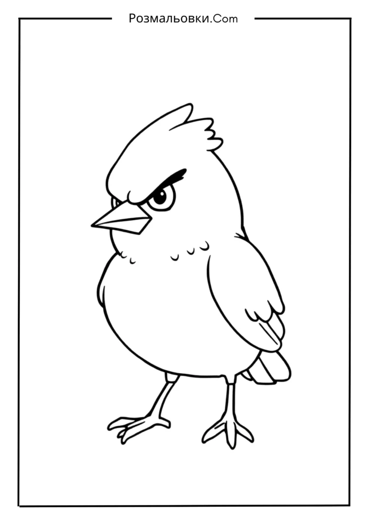 Розмальовки Злі пташки – 12 найкращих ідей для дітей 8 Жовта швидка пташка