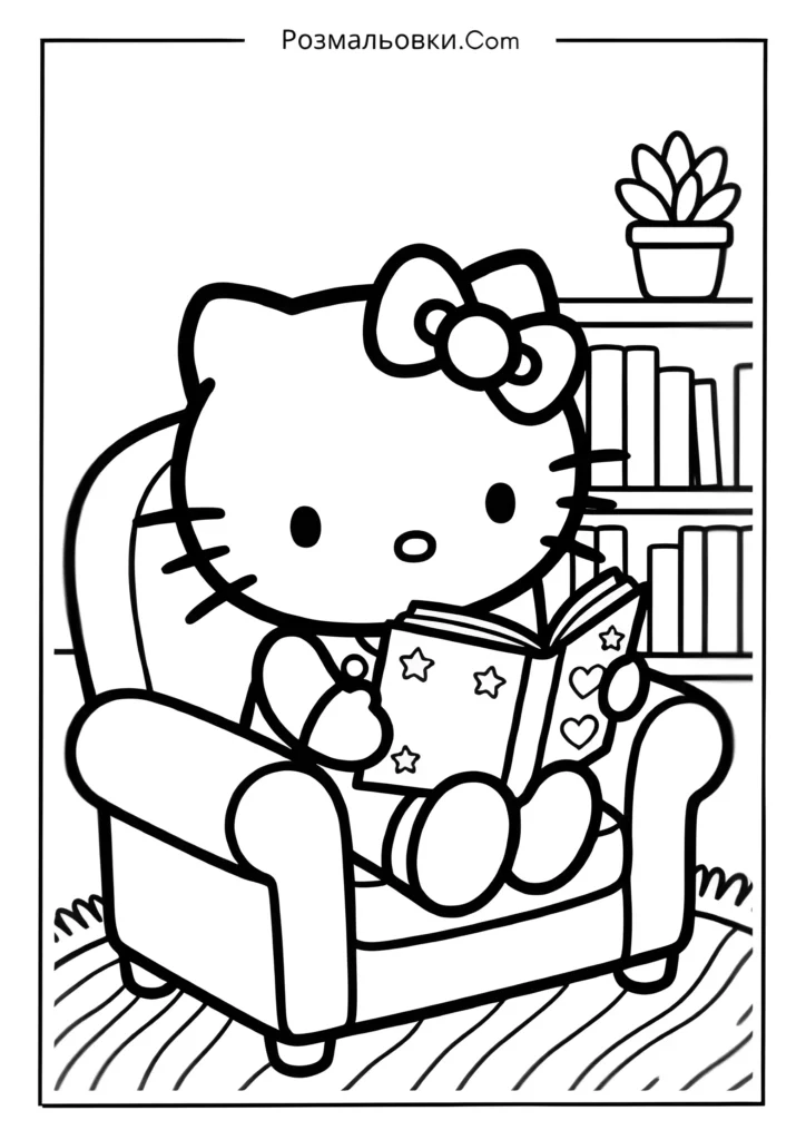 Hello Kitty читає книгу
