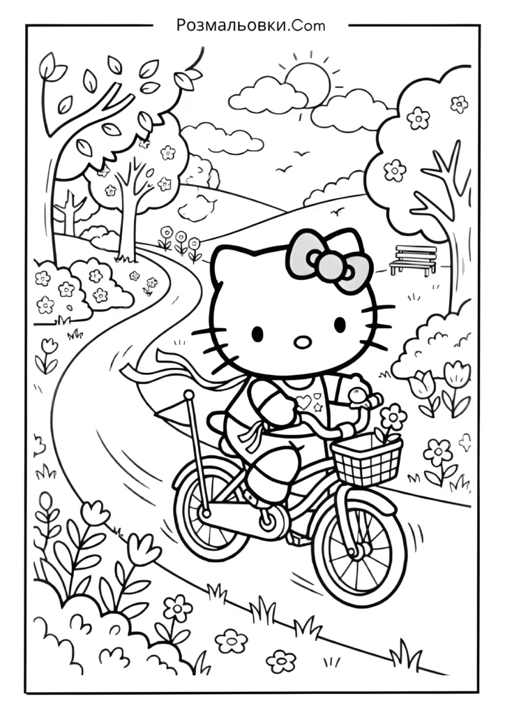Hello Kitty на велосипеді