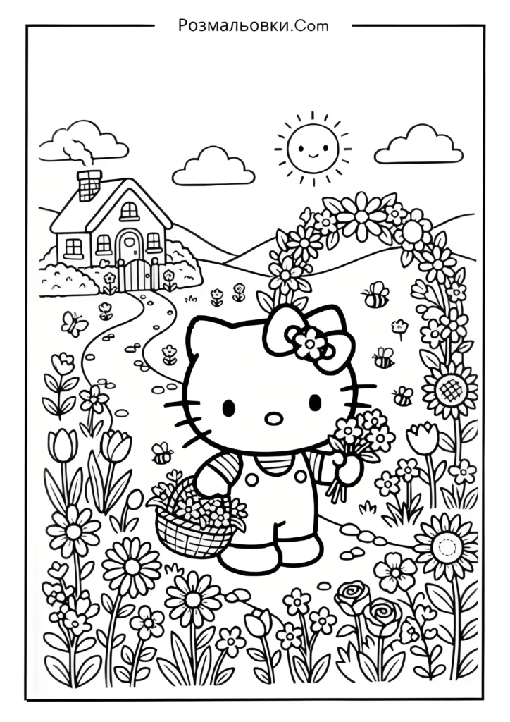 Hello Kitty з квітами