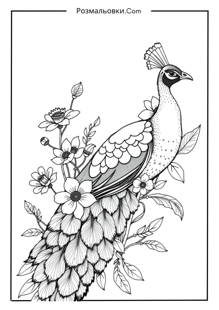 Павич і квіти